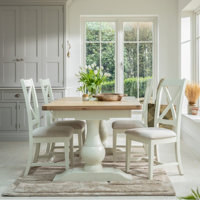 Aldiss Own Salthouse 1.6m Extending Refectory Dining Table with 4 Cross Back Chairs