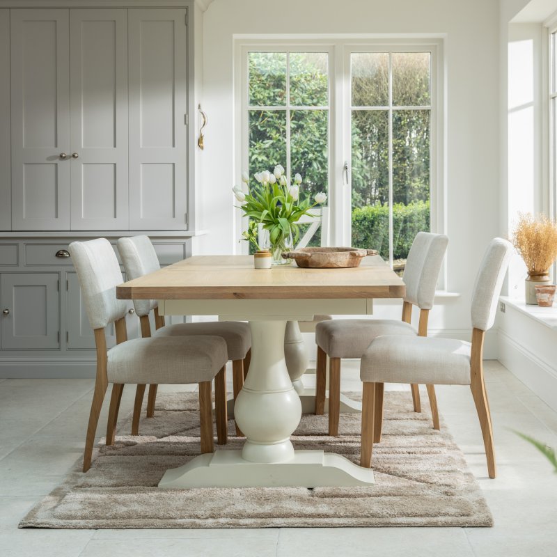 Aldiss Own Salthouse 1.6m Extending Refectory Dining Table with 4 Upholstered Chairs