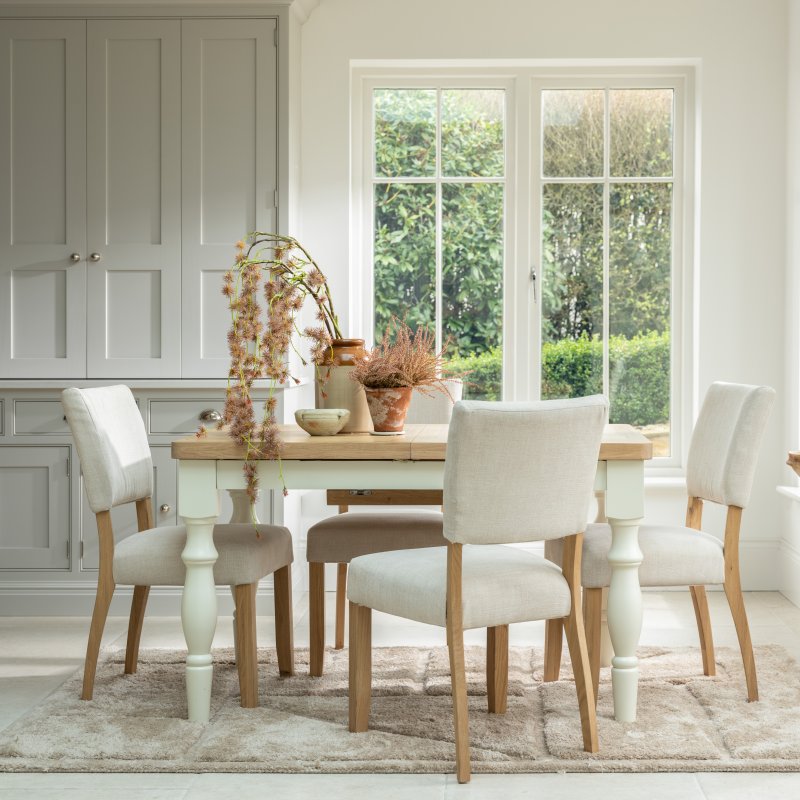 Aldiss Own Salthouse 1.3m Extending Spindle Leg Dining Table with 4 Upholstered Chairs
