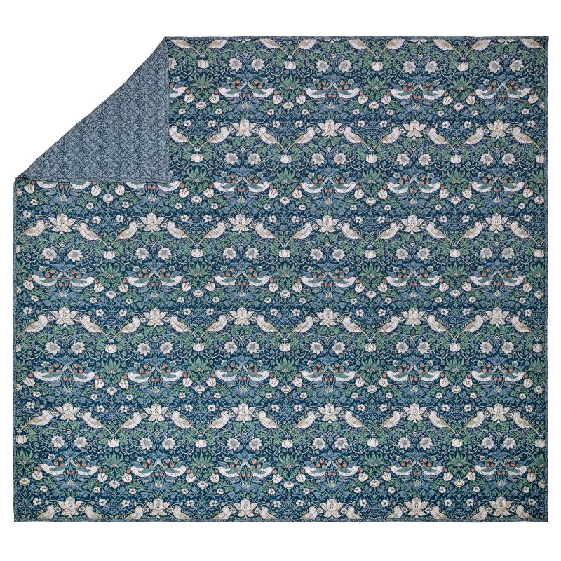 William Morris At Home William Morris At Home Midnight Strawberry Thief Bedspread