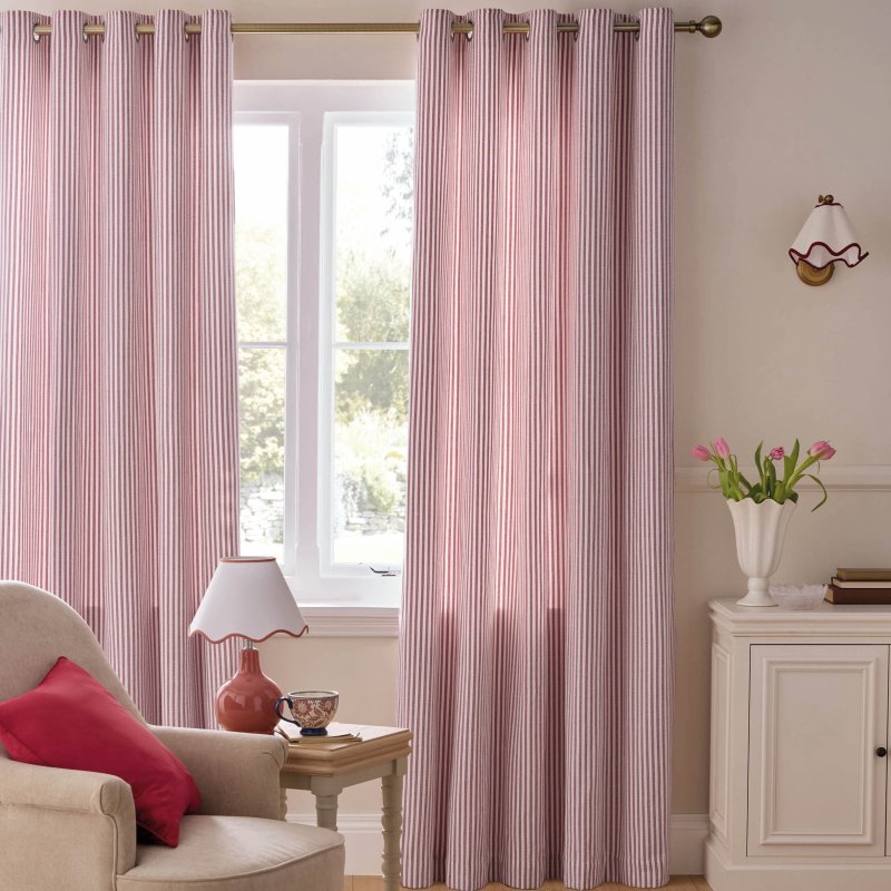 Laura Ashley Cornish Stripe Heritage Red Curtains