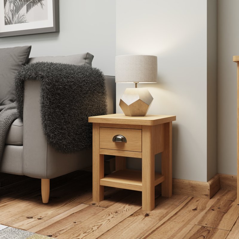 Aldiss Own Hastings Editions 1 Drawer Lamp Table