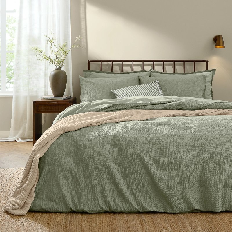 Yard Yard Hebden Relaxed Seersucker Duvet Cover Set Bay Green