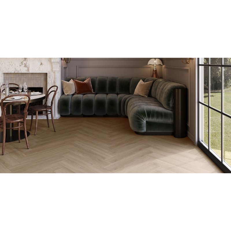 Invictus Invictus Maximus Dryback Herringbone Flooring in Divine Oak Herringbone Cookie