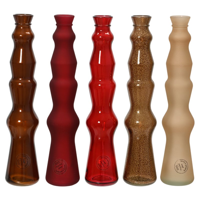Kaemingk Tall Slim Recycled Glass Vase Assorted