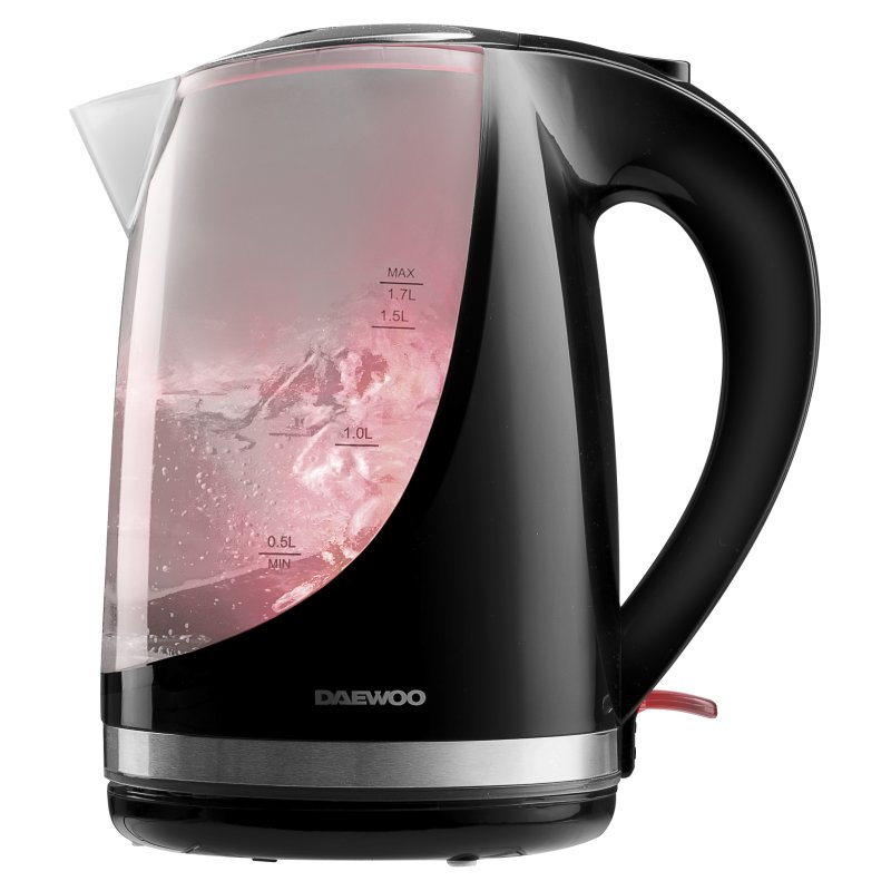 Daewoo 1.7L Colour Change Kettle Black