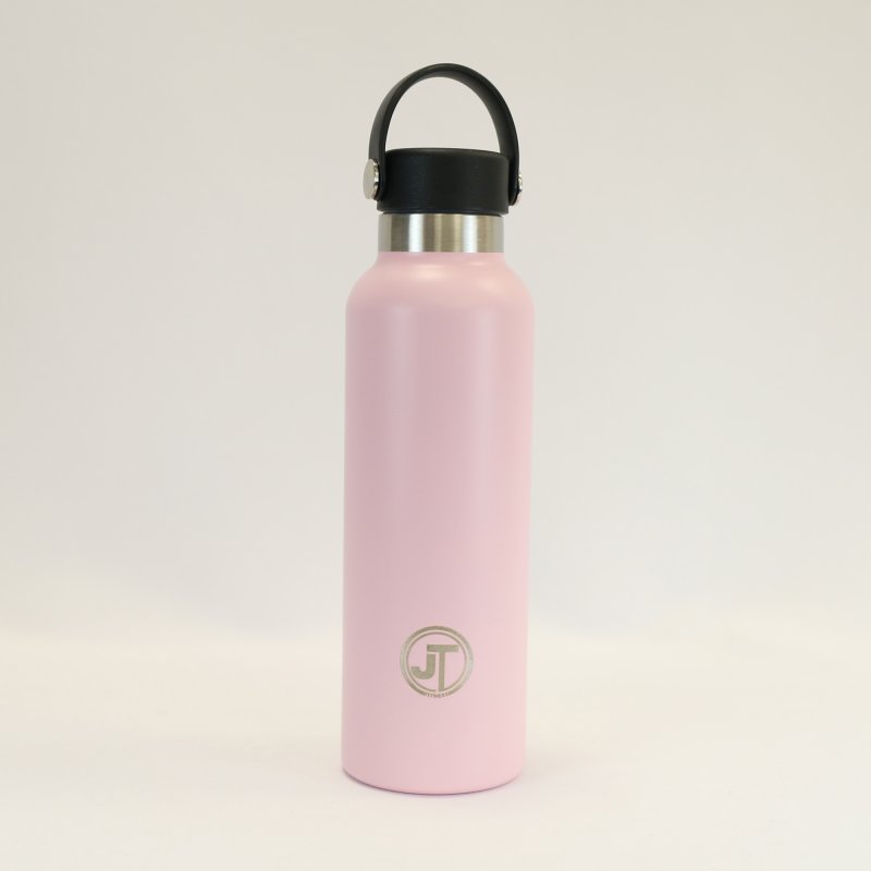 JT Stainless Steel Pink Water Bottle Black Loop Handle