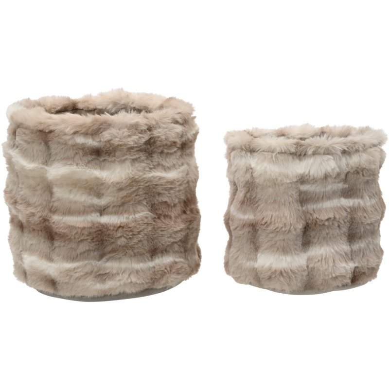 Kaemingk Artificial Fur Round Basket