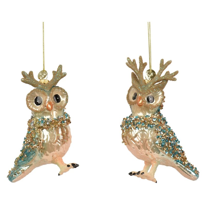 Kaemingk Glass Owl Tree Decoration
