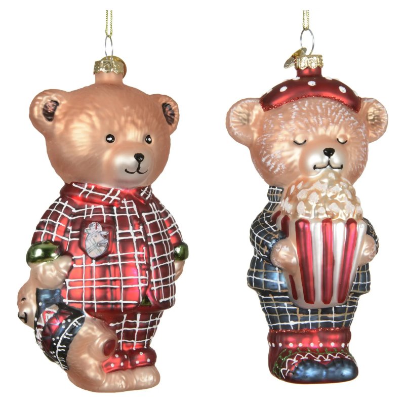 Kaemingk Glass Glass Bear Tree Decoration Assorted