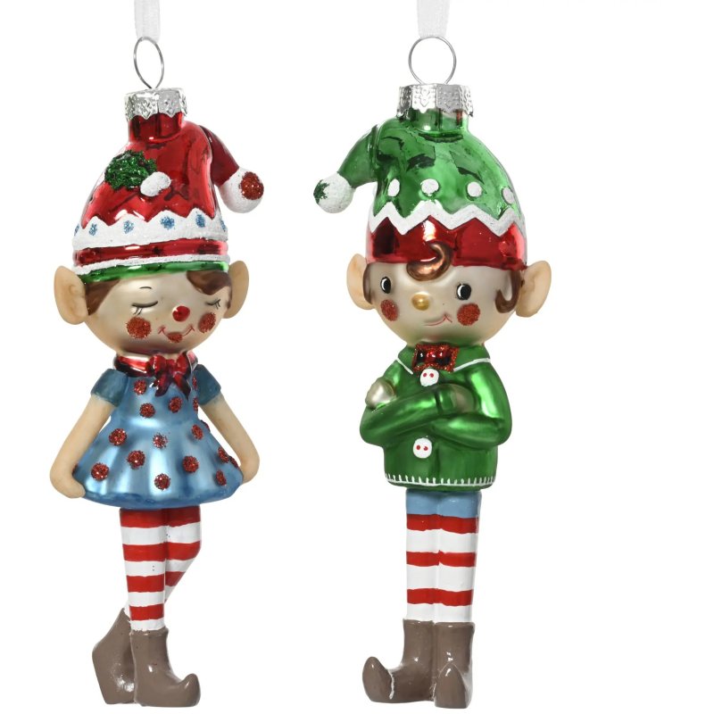 Kaemingk Glass Elf Tree Decoration Assorted