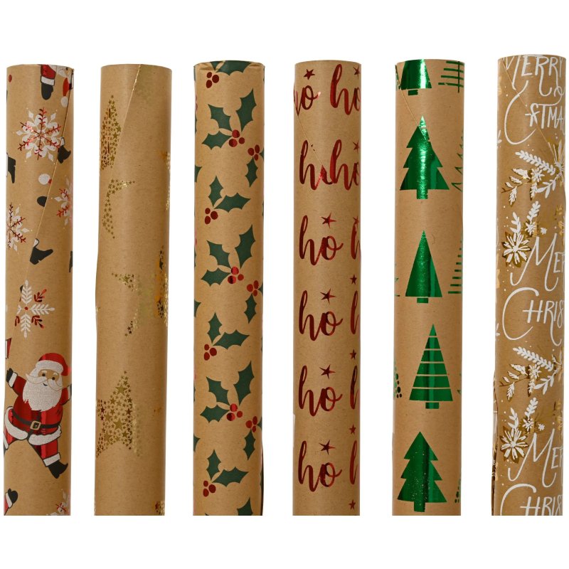 Kaemingk Hot Stamped 1.5m Gift Wrap Assorted