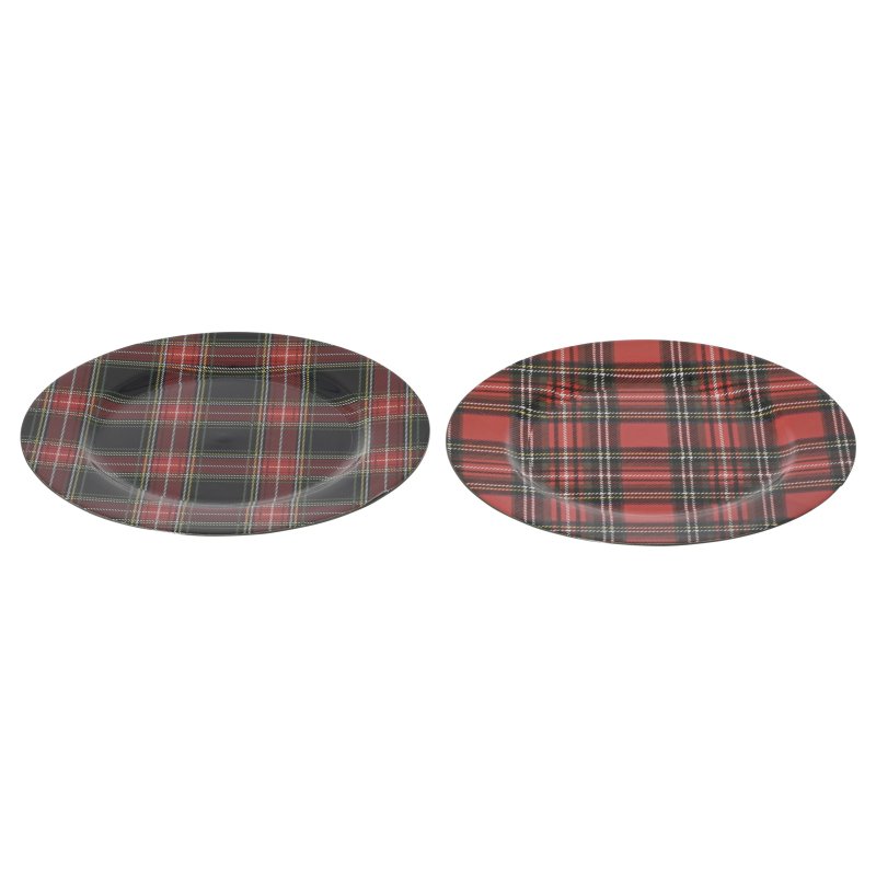 Kaemingk Tartan Decor Round Plate Assorted Designs