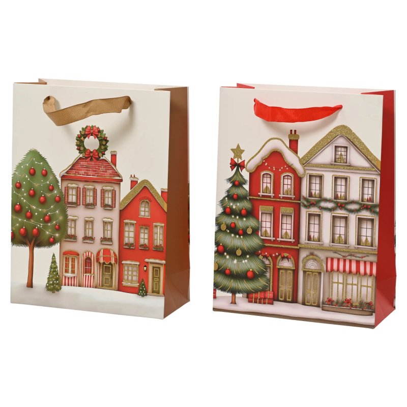 Kaemingk Glitter Houses Gift Bag Assorted