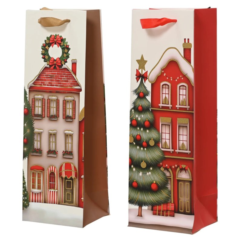 Kaemingk Glitter Houses Bottle Bag Assorted