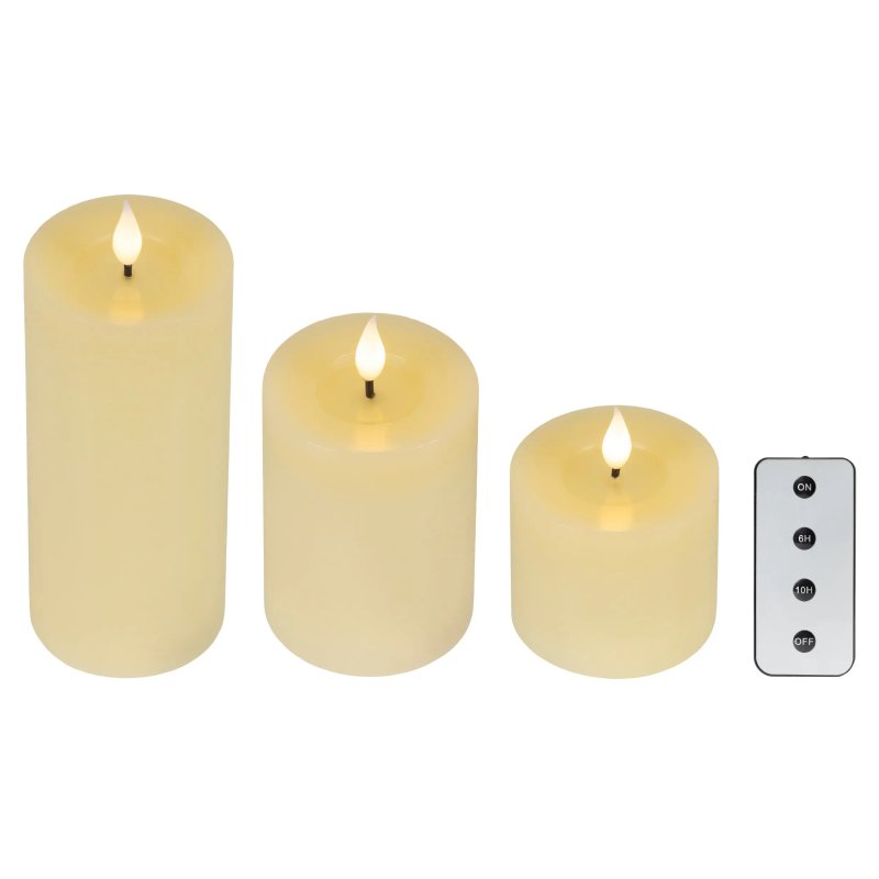 Kaemingk Set Of 3 LED Remote Control Candles Cream