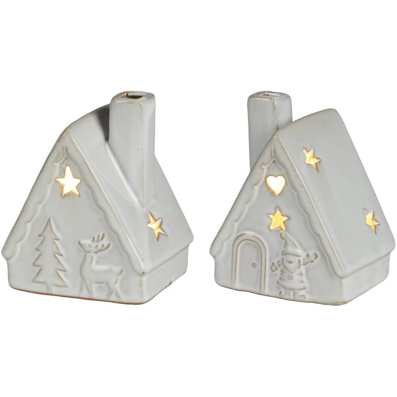 Kaemingk LED Stoneware House White Assorted