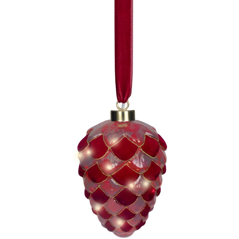 Kaemingk Micro LED Lit Pinecone Red