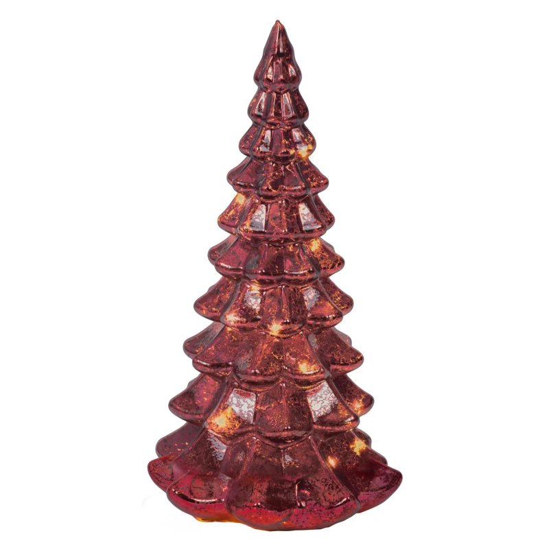 Kaemingk Micro LED Lit Glass Tree 21cm Red