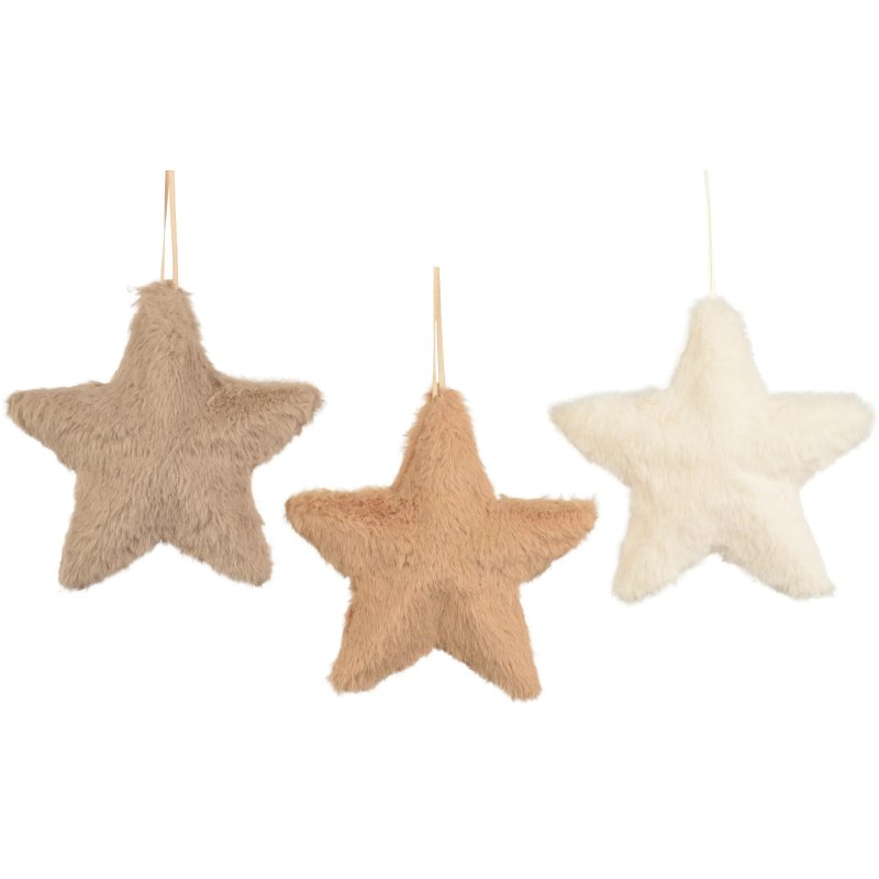 Kaemingk Fur Star Hanging Decoration Assorted