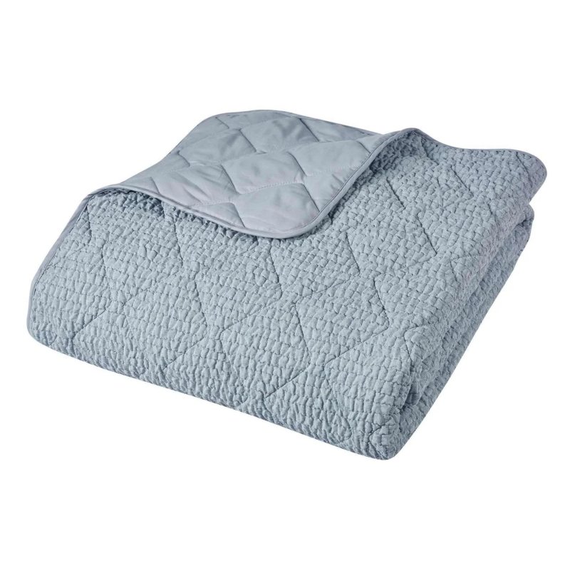 Catherine Lansfield Crinkle Seersucker Bedspread Blue
