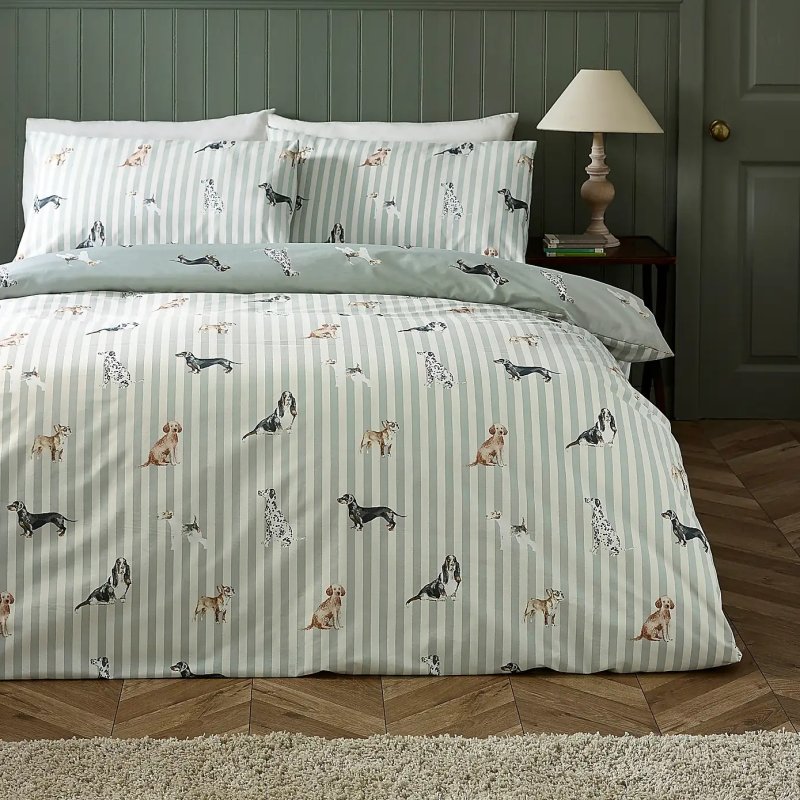 Catherine Lansfield Dog Stripe Duvet Set