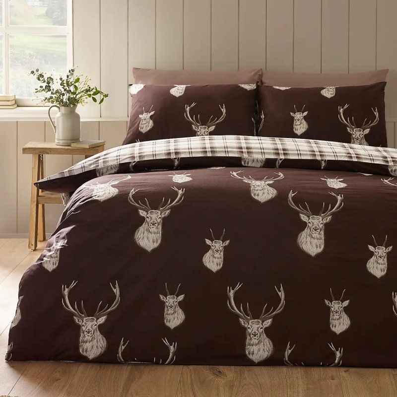 Catherine Lansfield Stag Chocolate Duvet Set