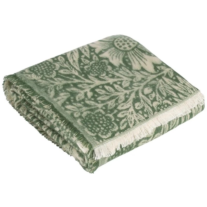 Morris & Co Morris & Co Marigold Throw Leaf Green