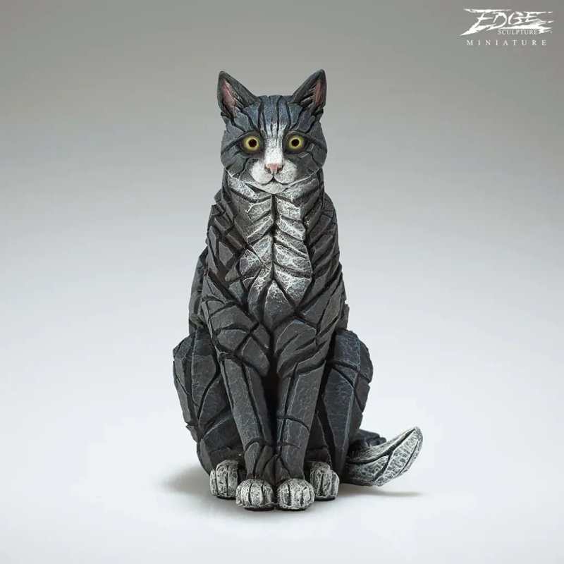 Edge Sculptures - Miniature Black And White Sitting Cat