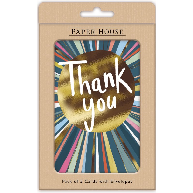 Colourful Rays Thank You Pack Of 5 Cards