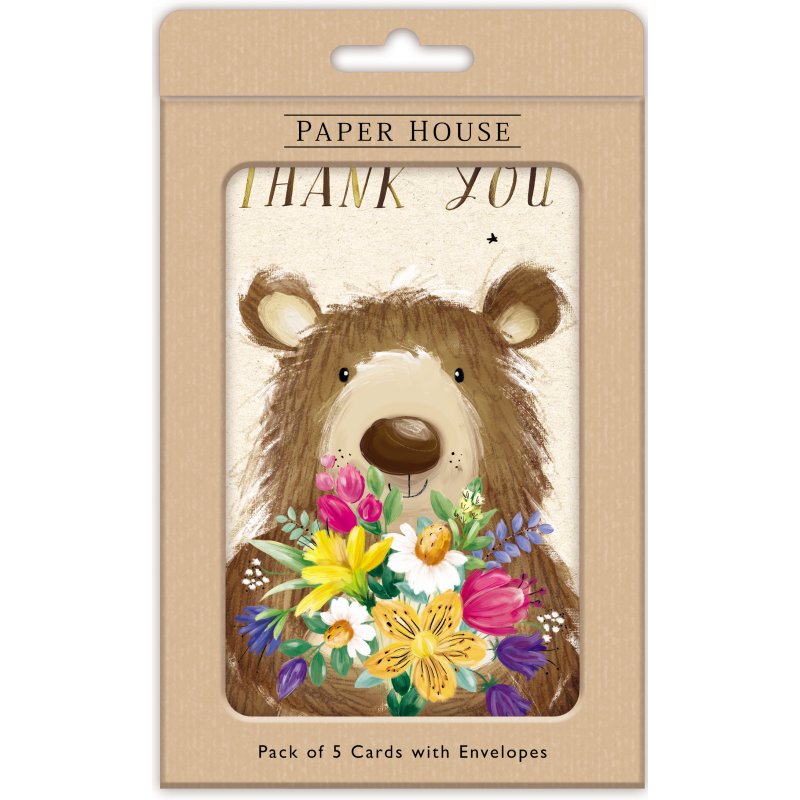 ear With Flowers Thank You Pack Of 5 Cards