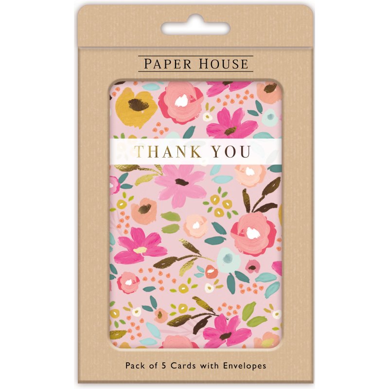 Allover Floral Thank You Pack Of 5 Cards