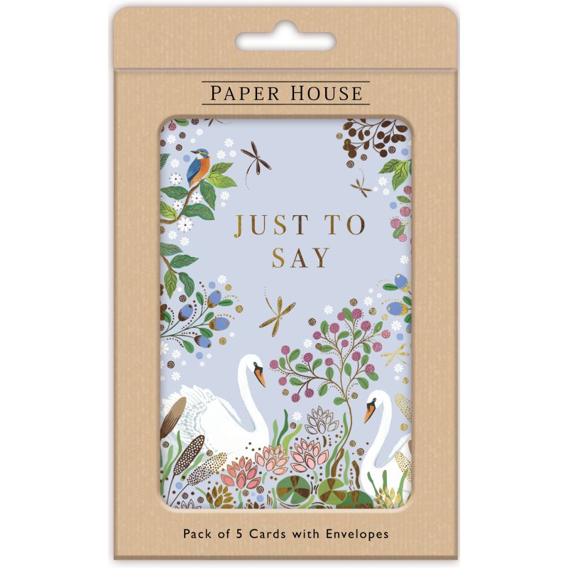 Floral Swan Lake Thank You Pack Of 5 Cards