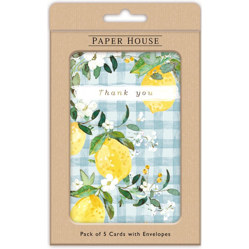 Summer Lemons Thank You Pack Of 5 Cards