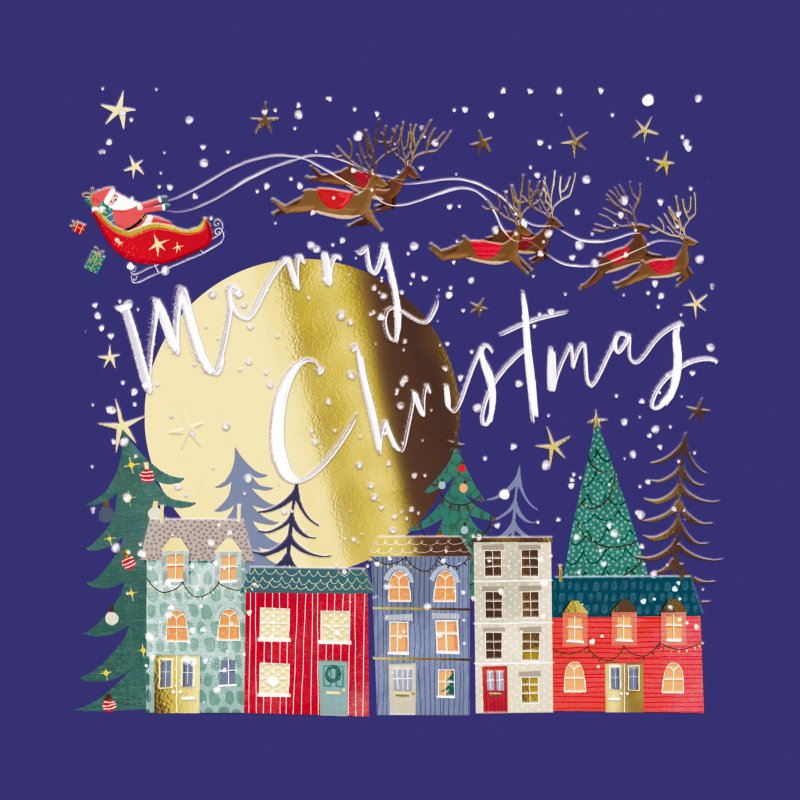 Paper House Paper House Santa Flying over Houses Pack of 10 Cards