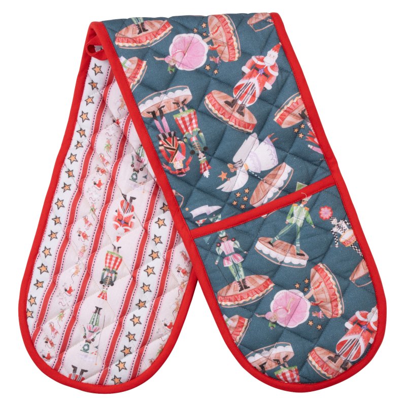 Cath Kidston Nutcracker Double Oven Glove and reverse