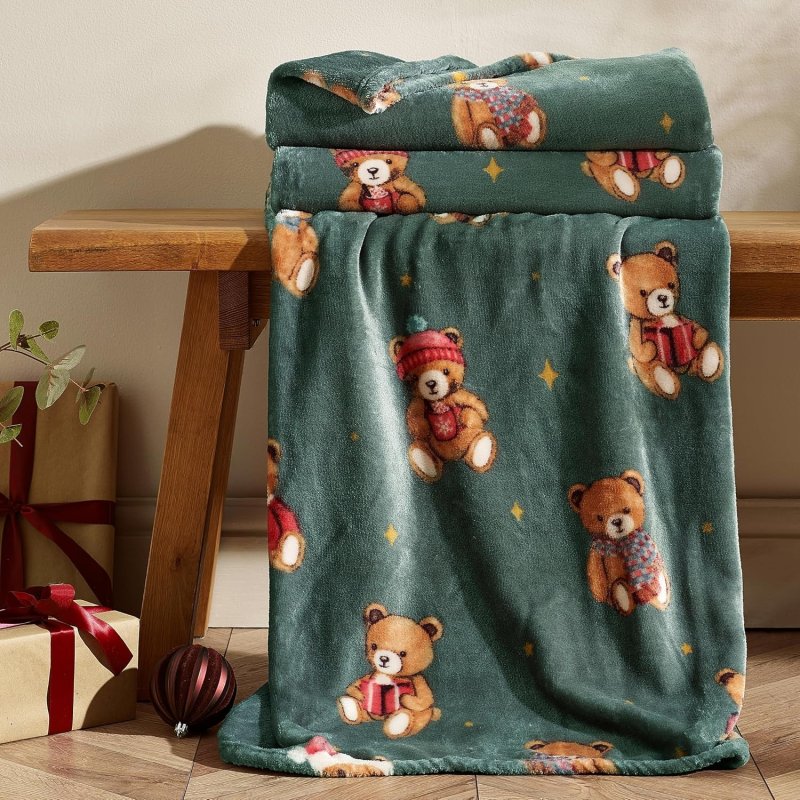 Catherine Lansfield Catherine Lansfield Christmas Tartan Teddy Bear Throw
