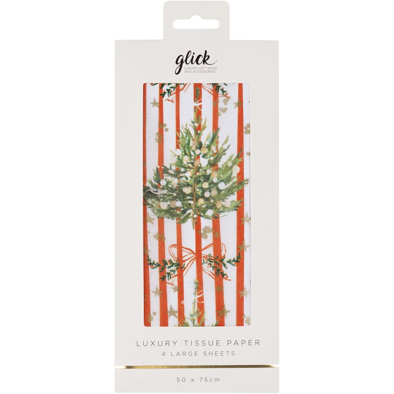 Glick Spruce Red Stripe Tissue Paper in packaging