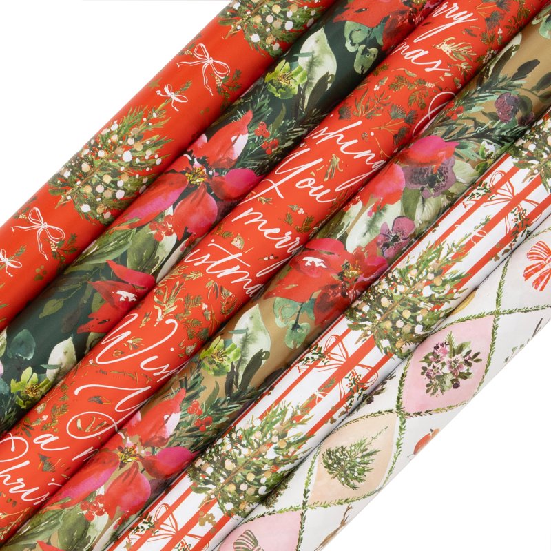 Glick Stephanie Dyment Fir & Floral 4m Rollwrap Assorted Designs