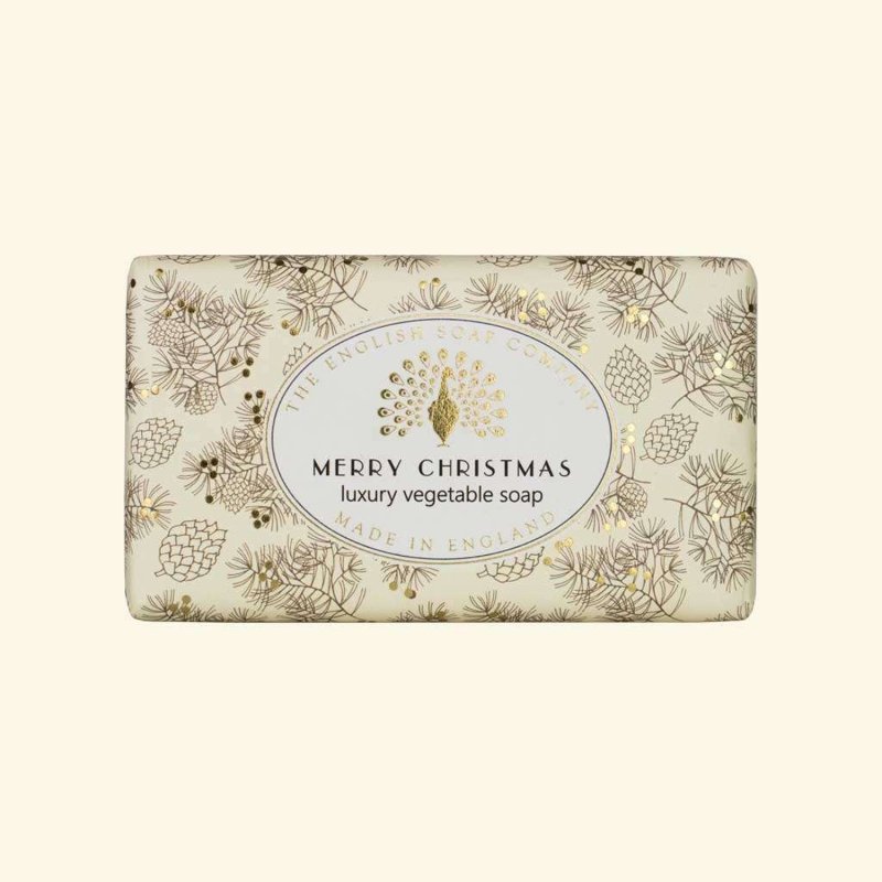 The English Soap Company Merry Christmas Xmas Greenery Soap wrapped