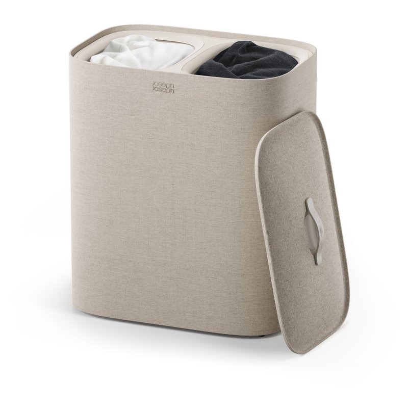 Joseph Joseph Tota 2 Twin 90L Pale Mushroom Laundry Separation Basket