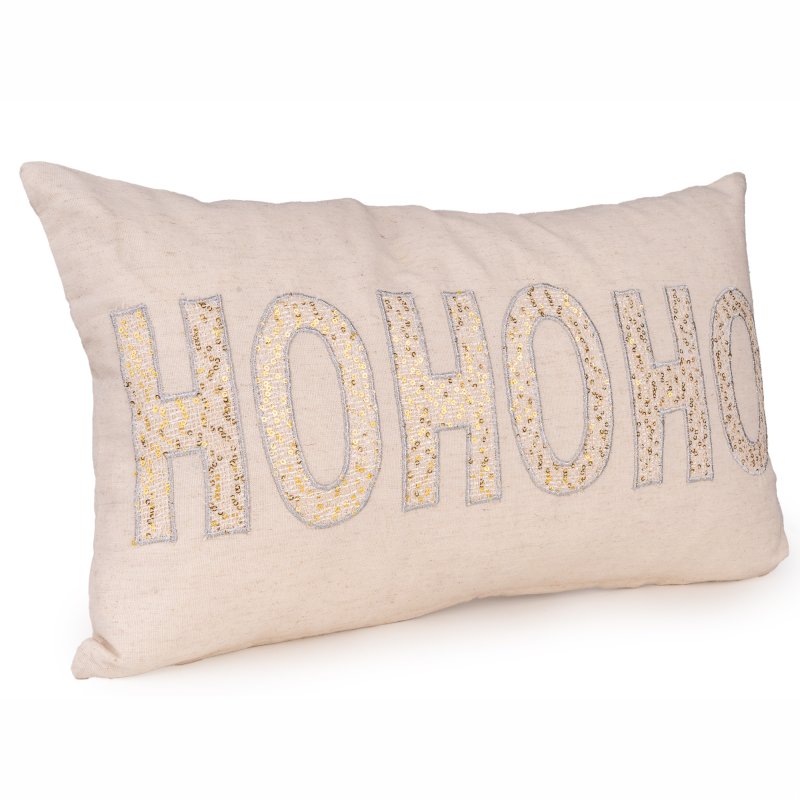 Candlelight Gold & Cream Ho Ho Ho Cushion