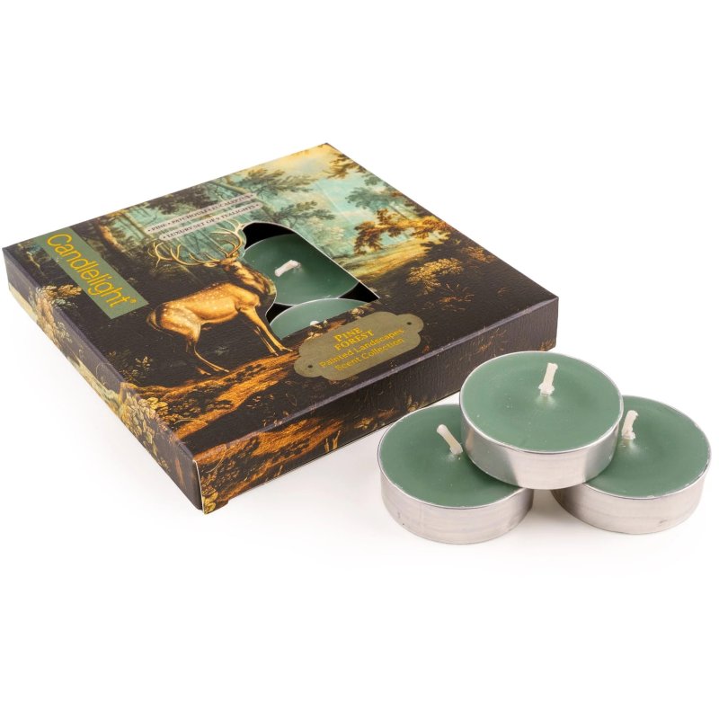 Candlelight Pine Forest Tealights Set Of 9 With box