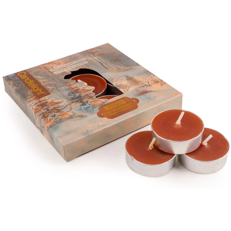 Candlelight Mistletoe Woodland Tealights Set Of 9 with box
