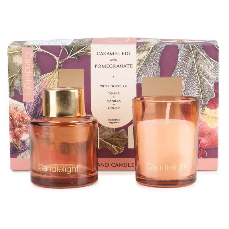 Candlelight Fig & Pomegranate Candle & Diffuser Set with box