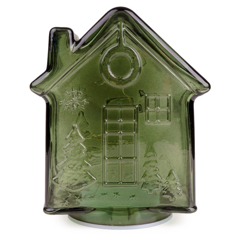 Candlelight Glass Green Rechargeable Gingerbread House