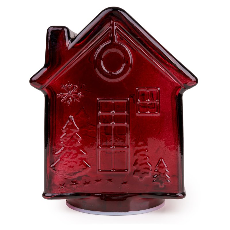 Candlelight Glass Red Rechargeable Gingerbread House
