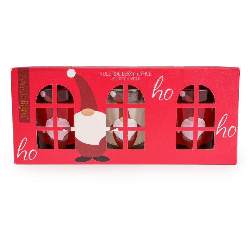 Candlelight Ho Ho Ho Set Of 3 Votives in box