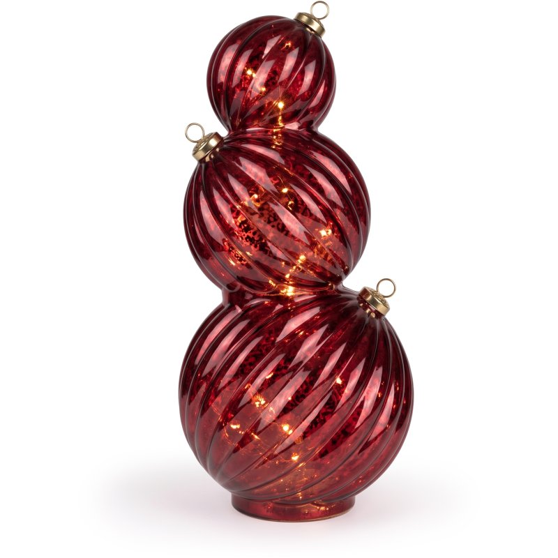 Candlelight LED Red Glass Baubles Stack