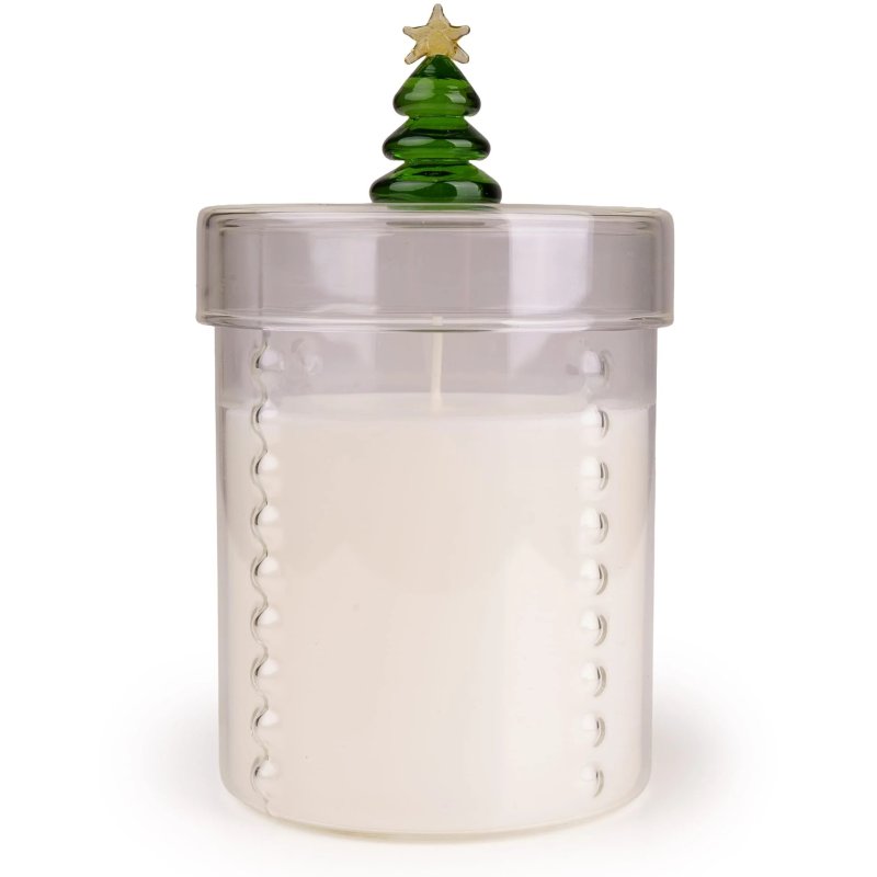Candlelight Glass Christmas Tree Lidded Candle